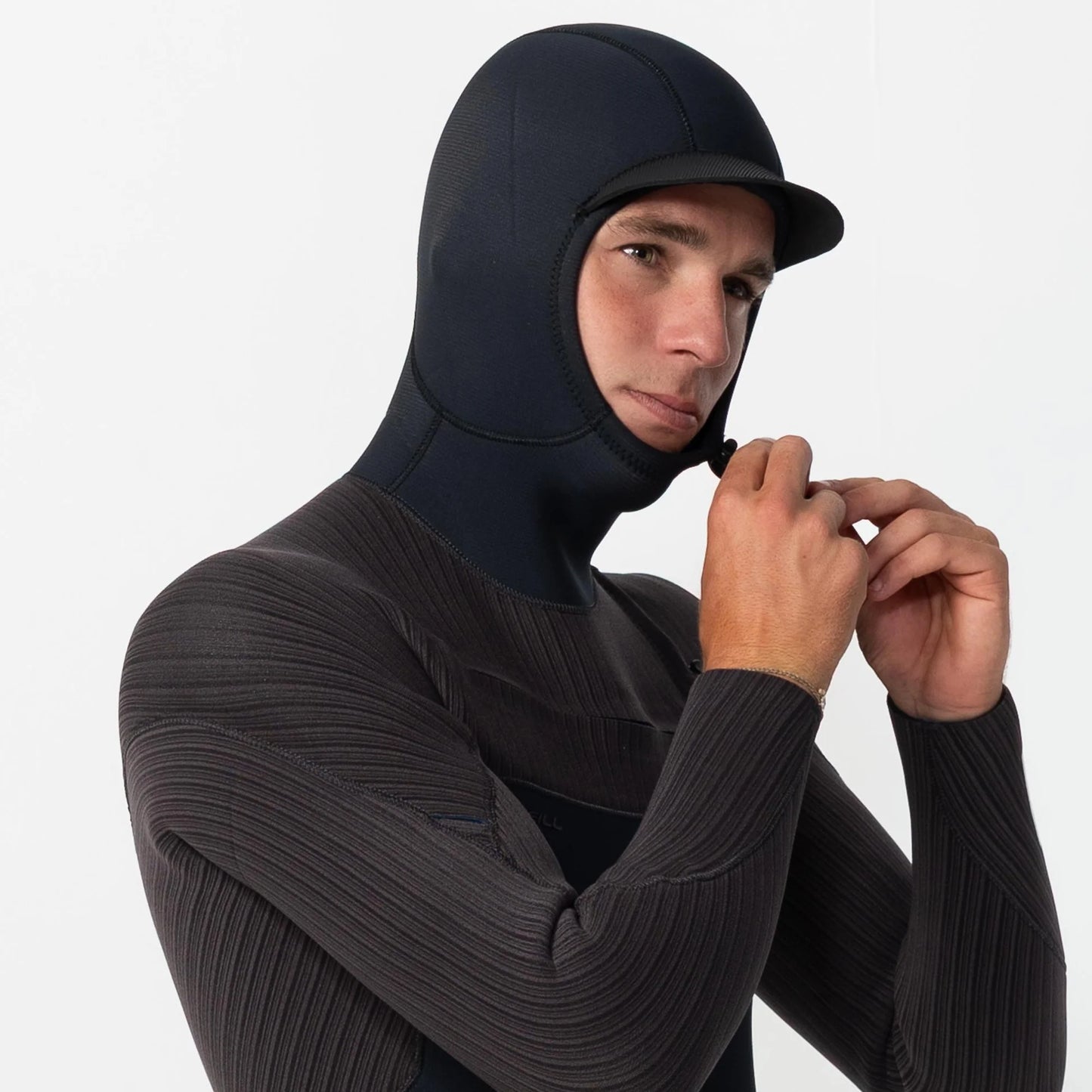 Men's HyperFreak 5/4+ Hooded Steamer Chest Zip - Black Arabica