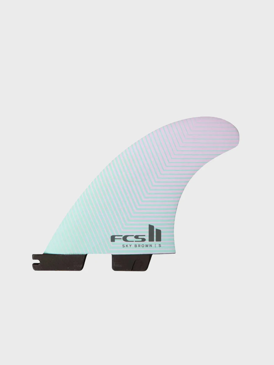 FCS II Sky Brown PC Tri Fin Set - Seafoam/Lavender