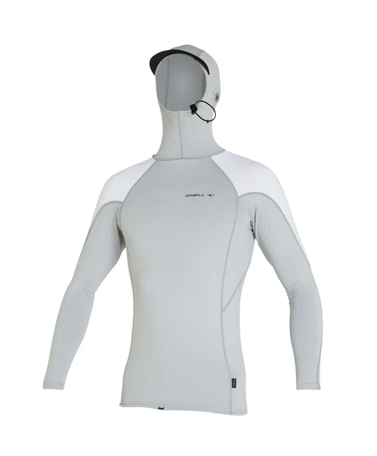 MEN'S TRVLR LS HOODED RASH VEST - COOL GREY/WHITE