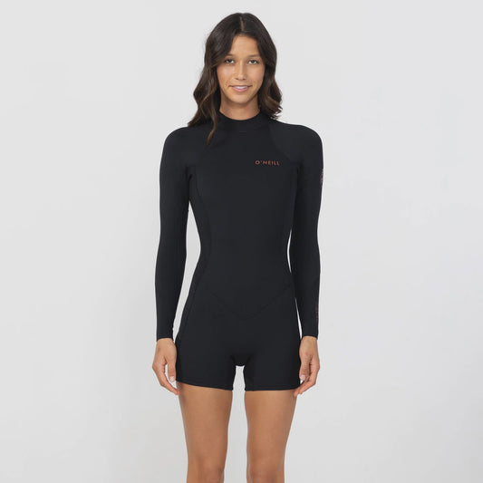 O'neill Women's Bahia GBS 2mm Long Sleeve Boyleg Back Zip Spring Suit - Black