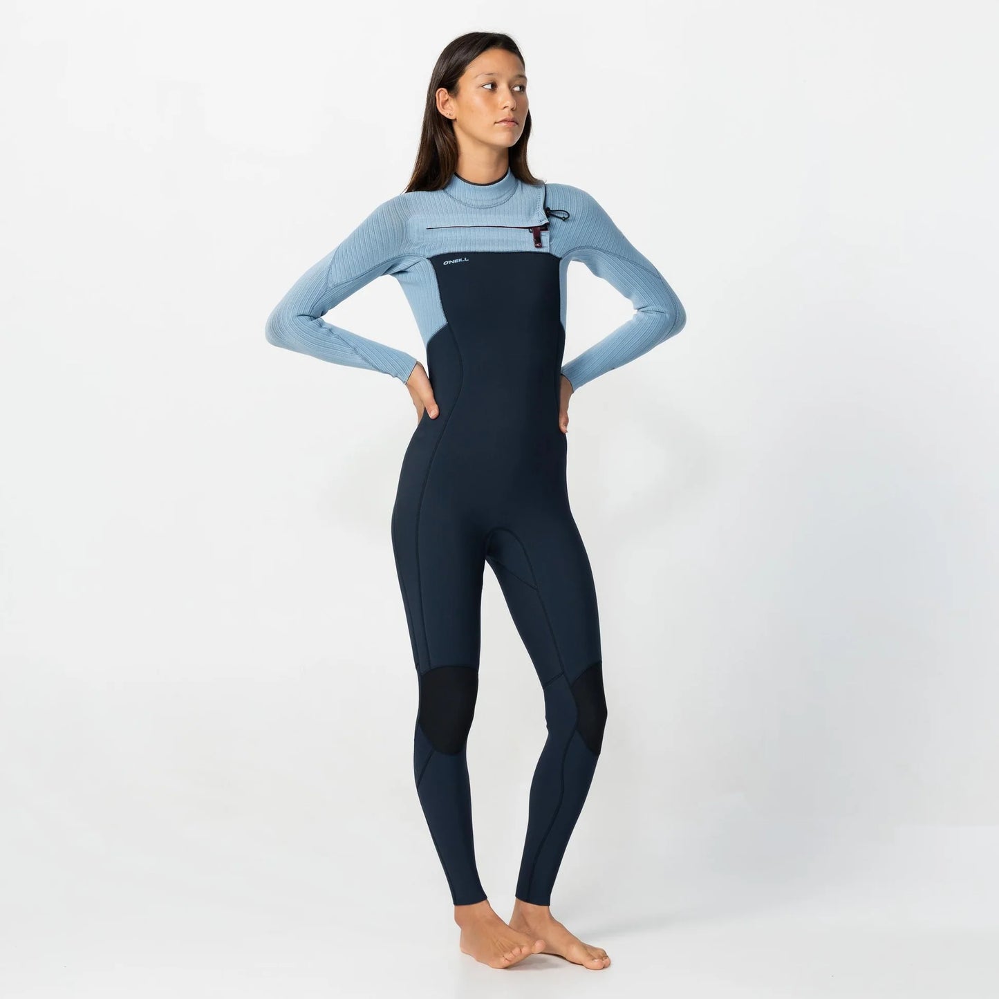 O'neill Women's HyperFire 3/2mm Steamer Chest Zip - Faded Denim